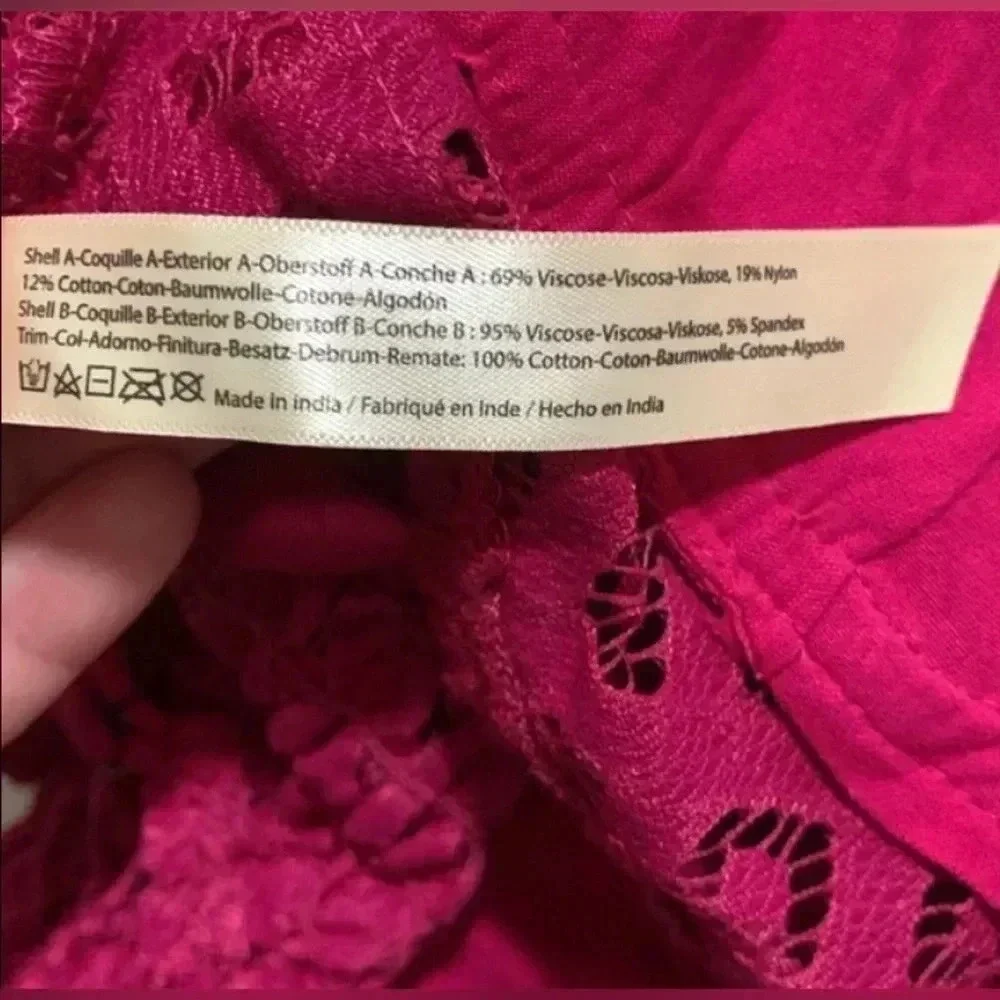 Free People Intimately Adella Ruffled Lace Cami‎ Rose Hypnotic Pink Medium
